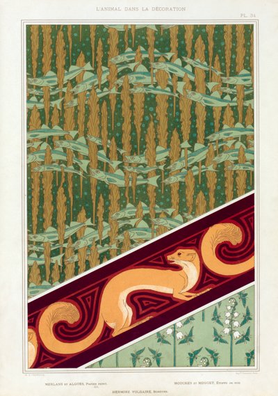 Dessins pour papier peint, bordure et tissu de soie, pub. 1897 - Maurice Pillard Verneuil