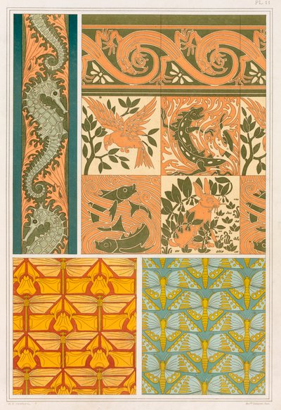 Conceptions pour bordures de papier peint et carreaux de céramique, pub. 1897 - Maurice Pillard Verneuil