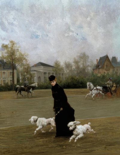M.Poirson, Élégante au Bois de Boulogne, Paris / Peint, 1877 - Maurice Poirson