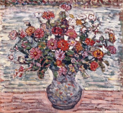 Blumen in einer Vase (Zinnien) - Maurice Prendergast