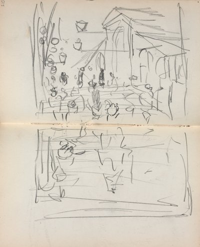 Carnet de croquis italien : Pont avec figures (page 209  210) - Maurice Prendergast