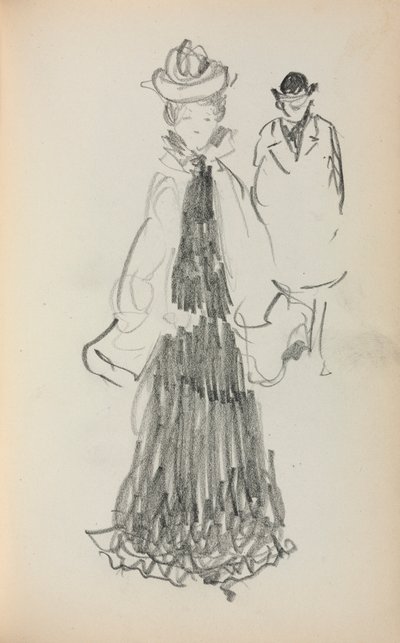 Carnet de croquis italien : Femme et homme debout (page 125) - Maurice Prendergast