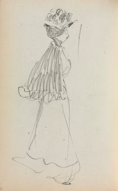 Carnet de croquis italien : Femme debout de profil (page 130) - Maurice Prendergast