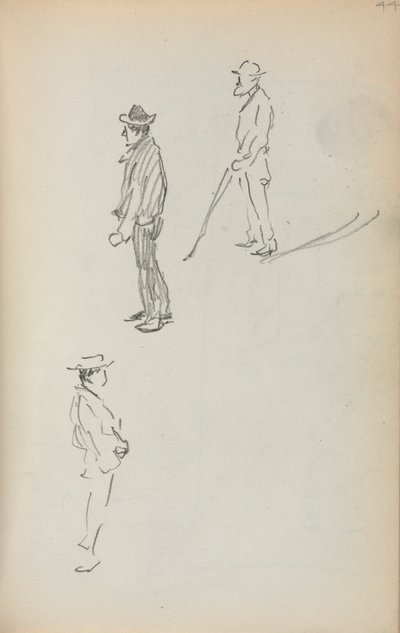 Carnet de croquis italien : Trois hommes debout (page 44) - Maurice Prendergast
