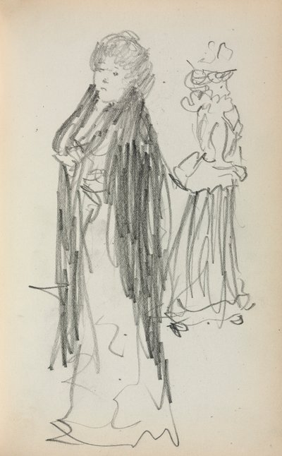 Carnet de croquis italien : Deux femmes debout (page 129) - Maurice Prendergast