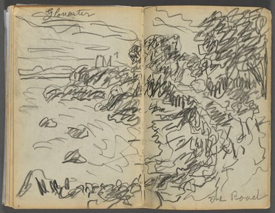 Sketchbook- The Granite Shore Hotel, Rockport, page 008  9 : "Gloucester- The Road" (Gloucester - La route) - Maurice Prendergast
