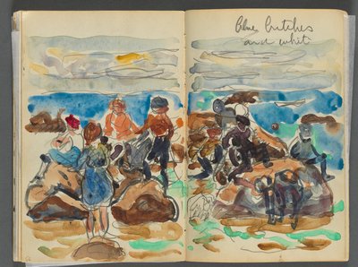 Sketchbook- The Granite Shore Hotel, Rockport, page 034  35 : Enfants sur une plage - Maurice Prendergast