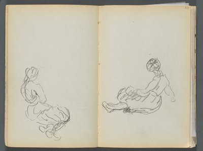 Sketchbook- The Granite Shore Hotel, Rockport, page 042  43 : Deux figures féminines assises - Maurice Prendergast