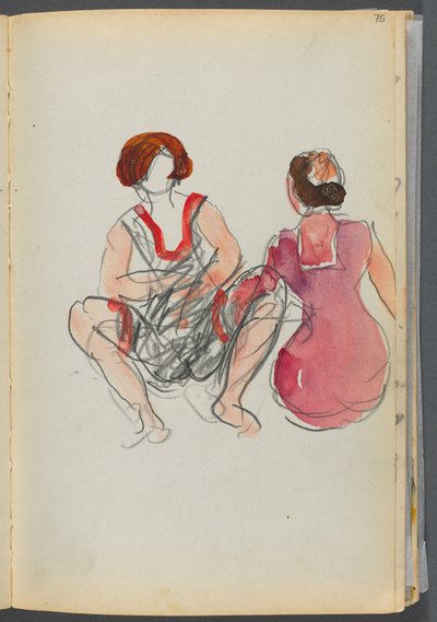Sketchbook- The Granite Shore Hotel, Rockport, page 075 : Baigneuses assises - Maurice Prendergast