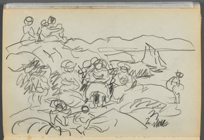 Sketchbook- The Granite Shore Hotel, Rockport, page 096 : Pique-niqueurs - Maurice Prendergast