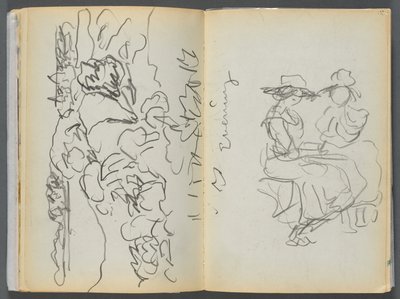 Sketchbook- The Granite Shore Hotel, Rockport, page 134  135 : "Evening" (Soirée) - Maurice Prendergast
