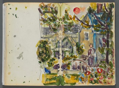 Sketchbook- The Granite Shore Hotel, Rockport, page 158  159 : Maison et jardin - Maurice Prendergast