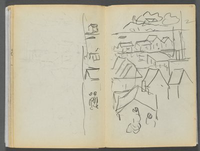 Sketchbook- The Granite Shore Hotel, Rockport, page 174  175 : Maisons - Maurice Prendergast