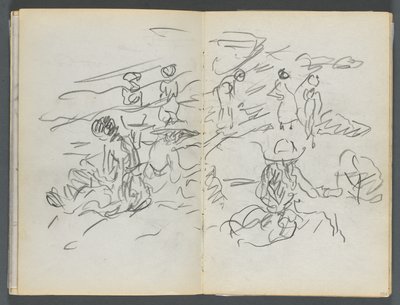 Carnet de croquis, The Dells, N° 127, page 100  101 : Figures sur une plage - Maurice Prendergast