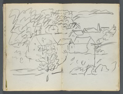 Sketchbook, The Dells, N° 127, page 108  109 : Paysage avec maisons - Maurice Prendergast