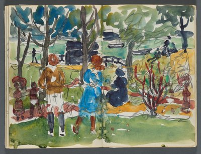 Skizzenbuch, The Dells, Nr. 127, Seite 110 & 111: Figuren in einer Landschaft - Maurice Prendergast