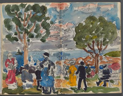 Sketchbook, The Dells, N° 127, page 142  143 : Figures sur une côte - Maurice Prendergast