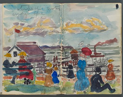 Carnet de croquis, The Dells, n° 127, pages 152 et 153 : Personnages sur le littoral - Maurice Prendergast