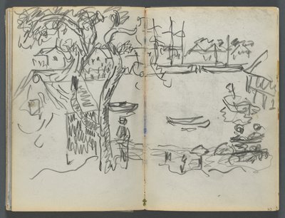Sketchbook, The Dells, N° 127, page 162  163 : Vue du port - Maurice Prendergast
