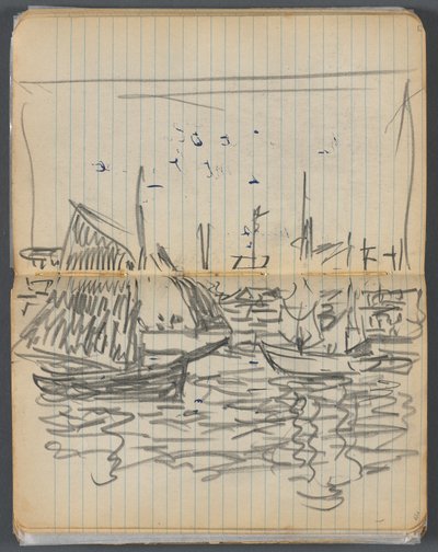 Carnet de croquis, page 056 57 : Vue de voiliers - Maurice Prendergast