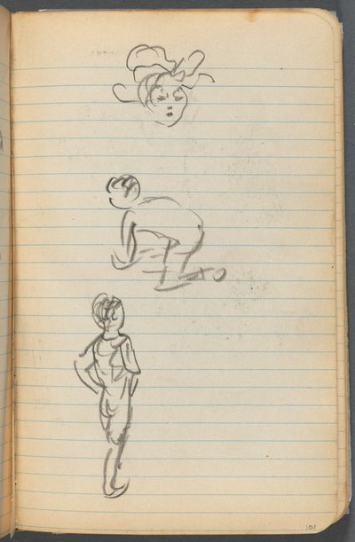 Carnet de croquis, page 101 : Trois figures - Maurice Prendergast