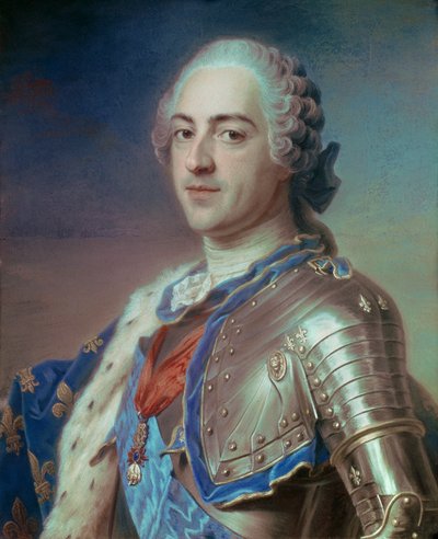 Portrait de Louis XV en armure, avec les cordons de l