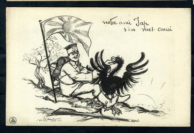 Carte postale, satirique en N & B: Notre ami Jap s