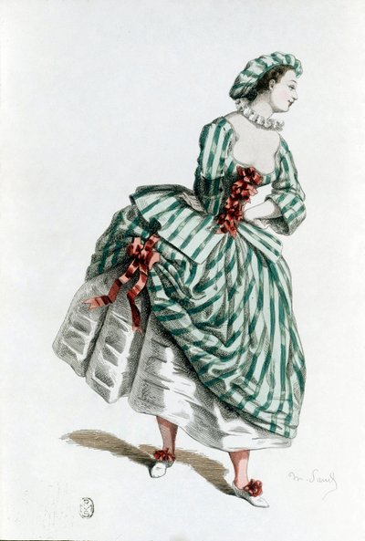Costume et masque de Colombine en 1855, personnage féminin de la commedia dell