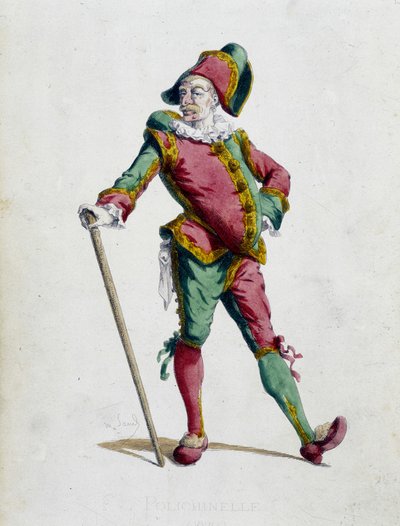Polichinelle - dans «Masques et bouffons» (comédie italienne), texte et dessins de Maurice Sand, gravures de A. Manceau, préface de Georges Sand, Paris, Michel Levy Freres - Maurice Sand