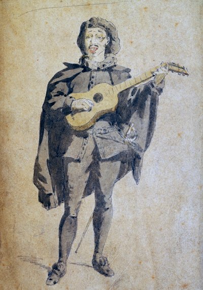 Scaramouche, illustration de Maurice Sand, gravure de Commedia dell