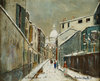 Rue St. Rustique sous la Neige, Montmartre, c. 1939 (oil on canvas) - Maurice Utrillo