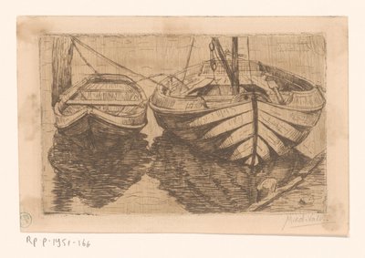 Barque et voilier - Maurits van der Valk (signed by artist)