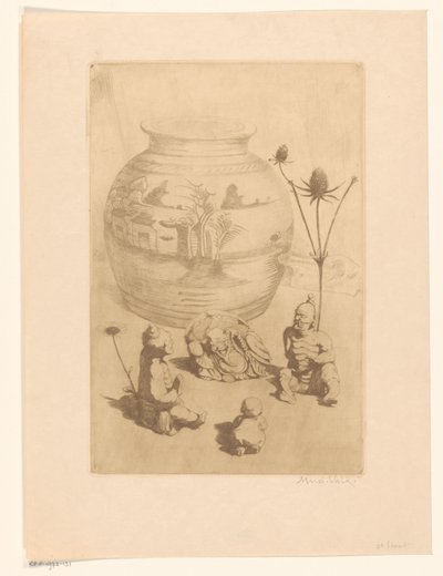 Vase chinois avec quatre petites statues - Maurits van der Valk