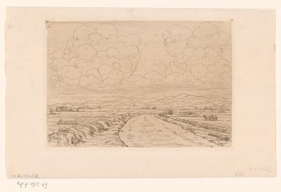 Chemin de campagne à travers un paysage avec collines à l