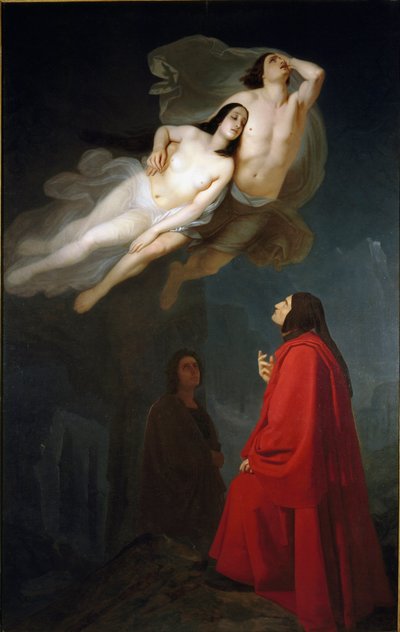Dante et Virgile rencontrent Francesca da Rimini et son beau-frère Paolo Malatesta, coupables d