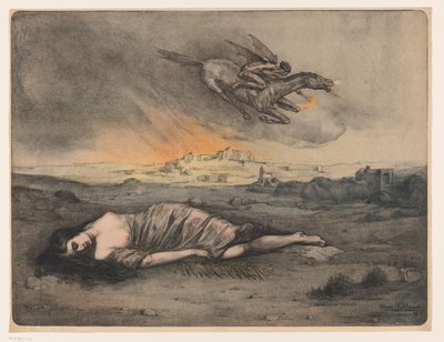 Femme couchée et cavalier volant avec une torche - Max Alexander Alandt (signed by artist)
