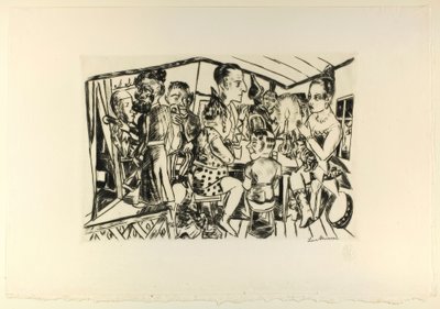 Dans les coulisses, planche trois de Jahrmarkt - Max Beckmann