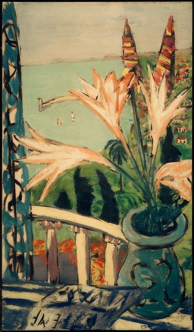 Vue sur Menton avec pot de lys - Max Beckmann