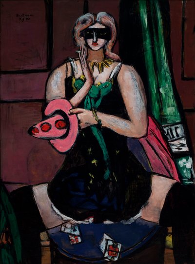 Masque de carnaval, vert, violet et rose (Colombine) - Max Beckmann