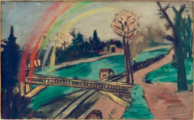 Paysage ferroviaire avec arc-en-ciel - Max Beckmann