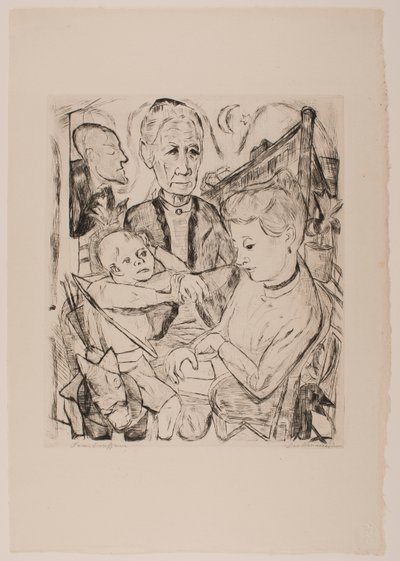 Scène de famille (Famille Beckmann), planche 2 du portfolio « Visages » - Max Beckmann