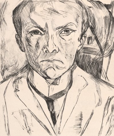 Autoportrait de face avec pignon de maison à l