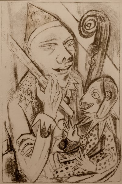 Pierrot avec masque - Max Beckmann