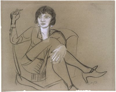 Quappi dans un fauteuil, fumant - Max Beckmann