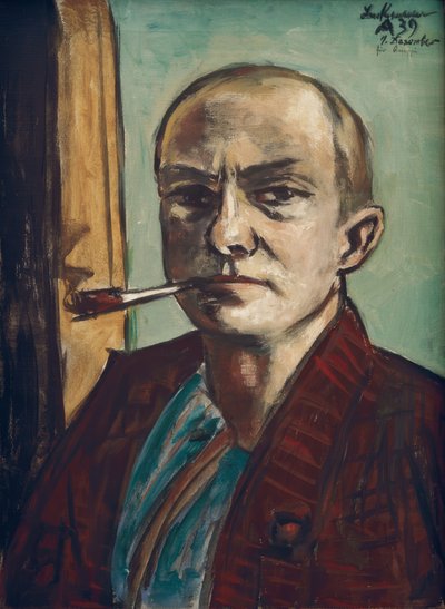 Autoportrait en vert avec chemise verte - Max Beckmann
