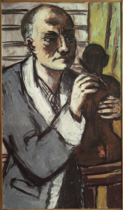 Autoportrait en robe de chambre grise - Max Beckmann