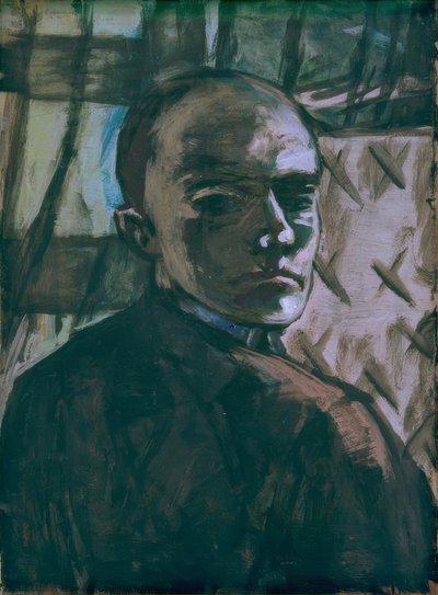 Autoportrait avec rideau vert - Max Beckmann