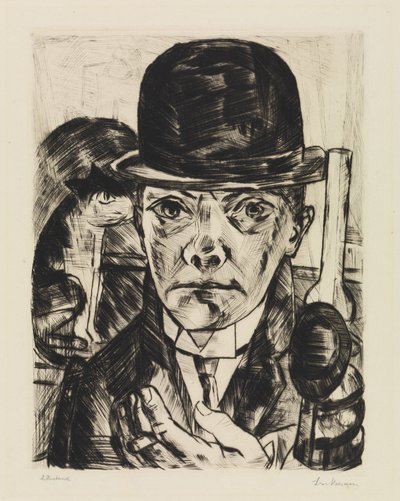 Autoportrait au chapeau rigide - Max Beckmann