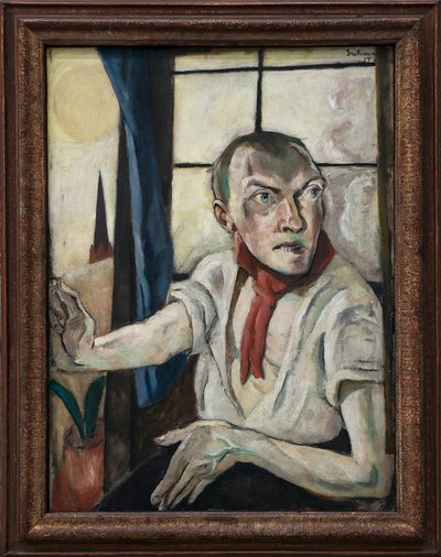Autoportrait avec écharpe rouge - Max Beckmann