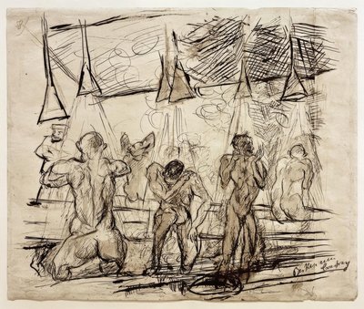 Bain de soldats – soldats sous la douche - Max Beckmann
